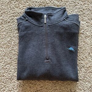Tommy Bahama charcoal grey zip up sweater